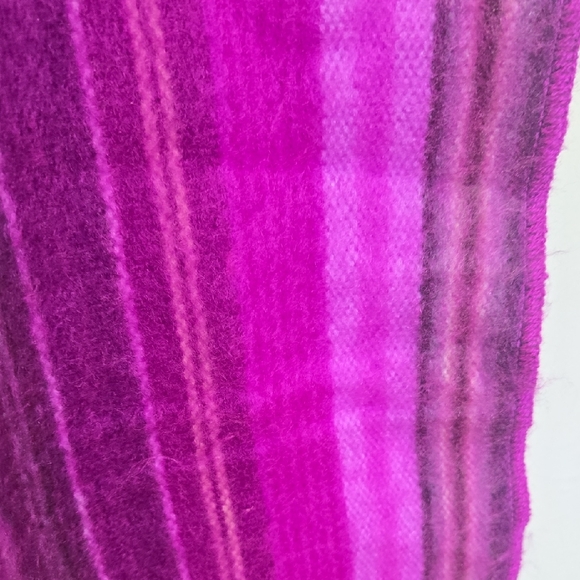 Vibrant Lambswool Striped Pink and Purple Scarf 78" - Picture 3 of 3